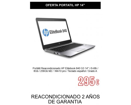 PORTATIL HP ELITEBOOK 840 G3 14" - I5 6ª