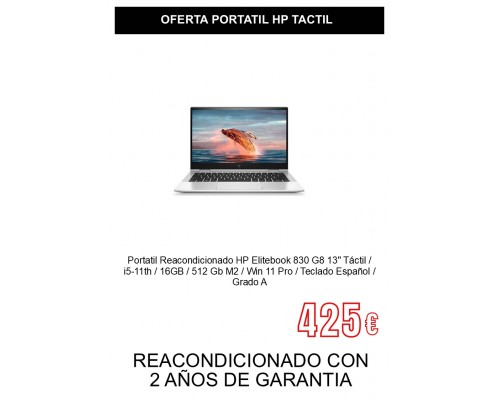 PORTATIL HP ELITEBOOK 830 G8 13" TACTIL - I5 11ª