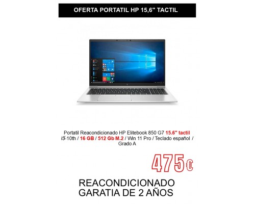 PORTATIL HP ELITEBOOK 850 G7 I5 10ª