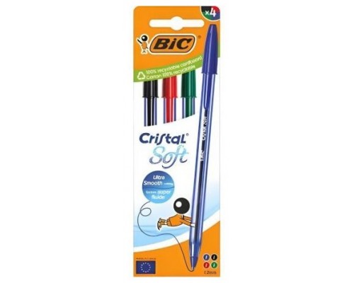 BOLIGRAFO TINTA BIC SOFT SURTIDO 4U